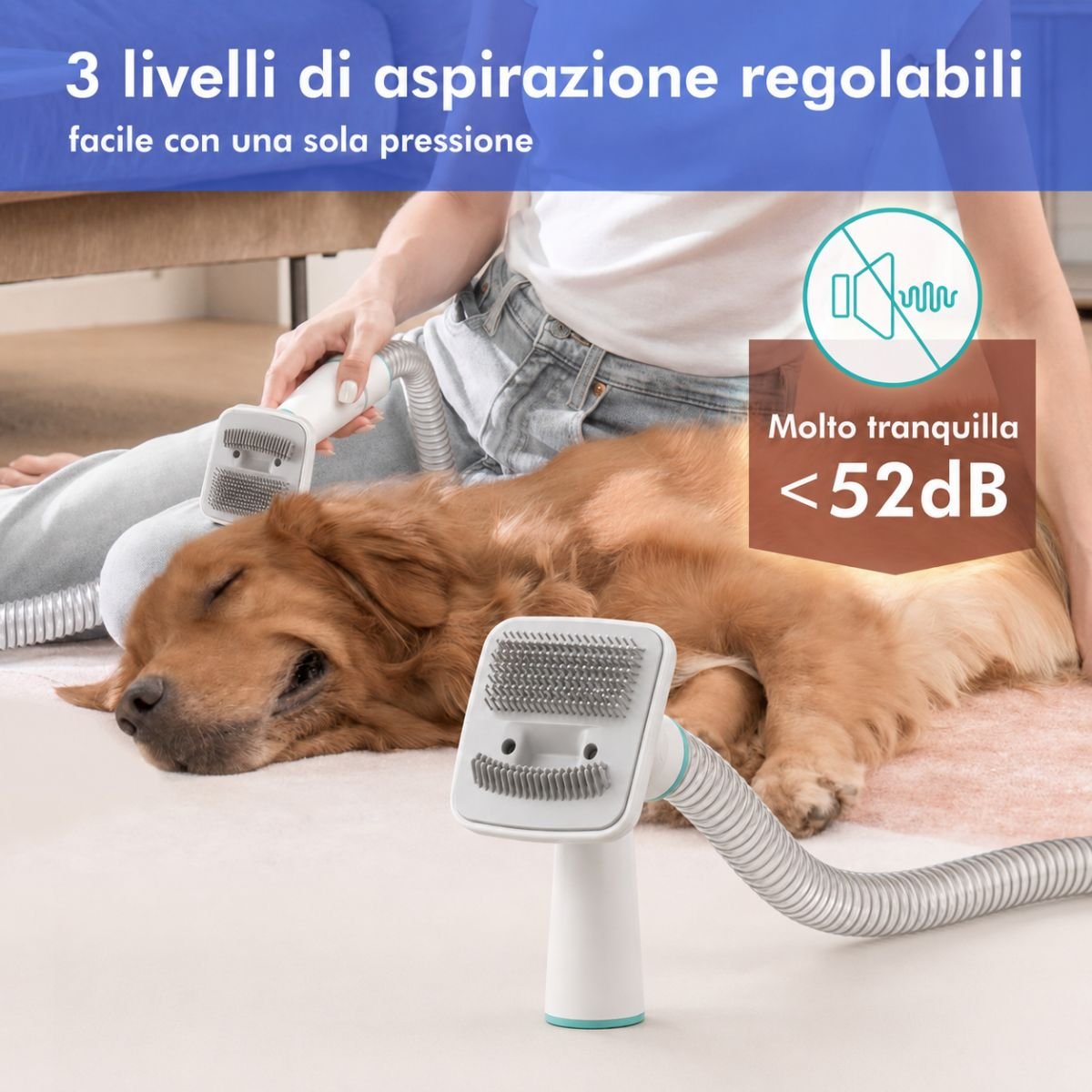 Kit toelettatura silenzioso con 3 livelli di aspirazione
