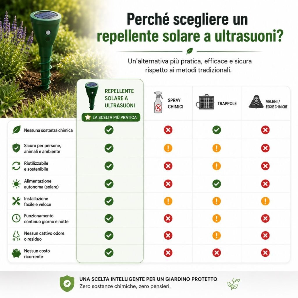 Confronto repellente ultrasuoni con metodi tradizionali