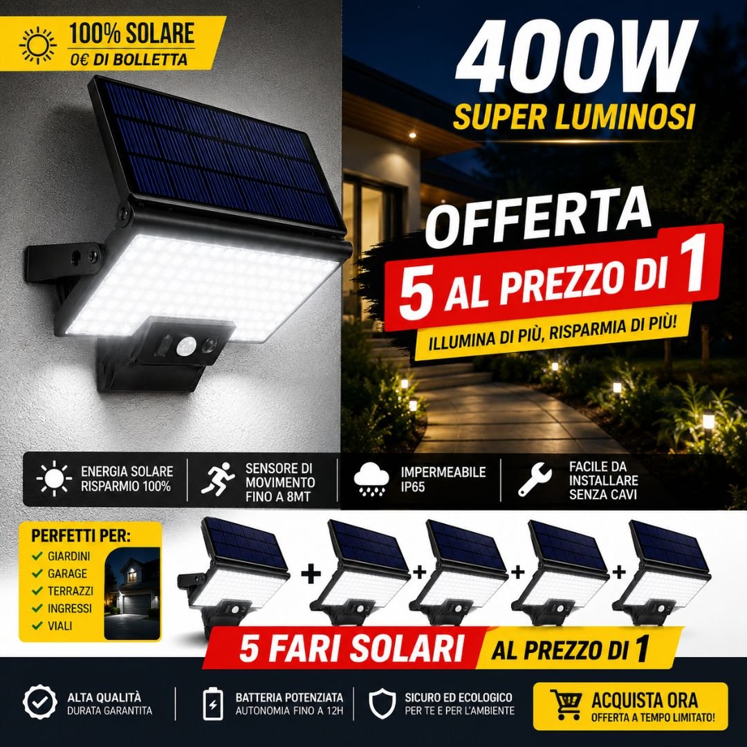 Kit 5 fari solari LED