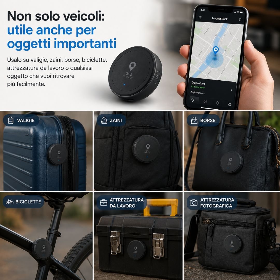 Mini GPS su valigia bici o zaino