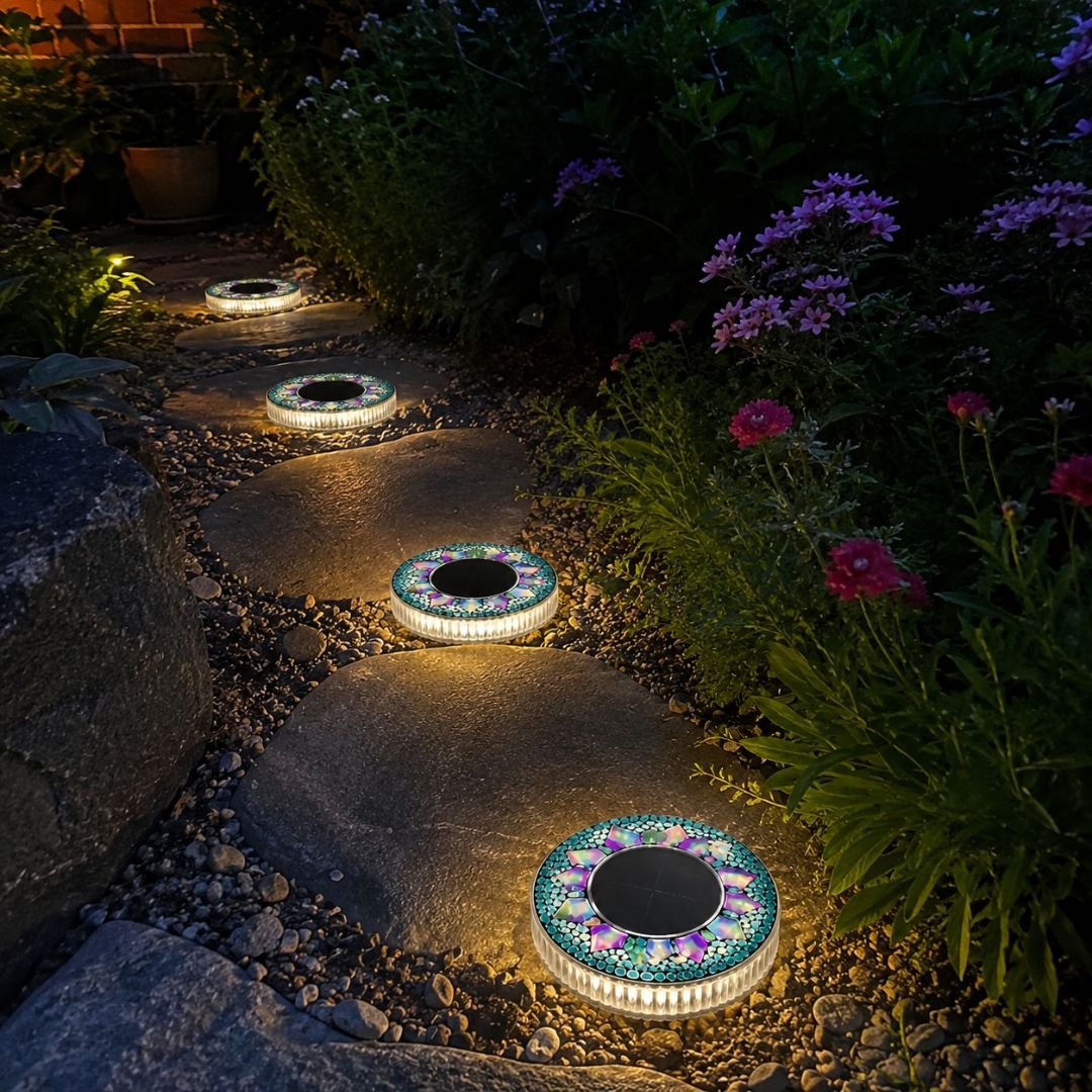Foto reale LumiMosaic installati in giardino