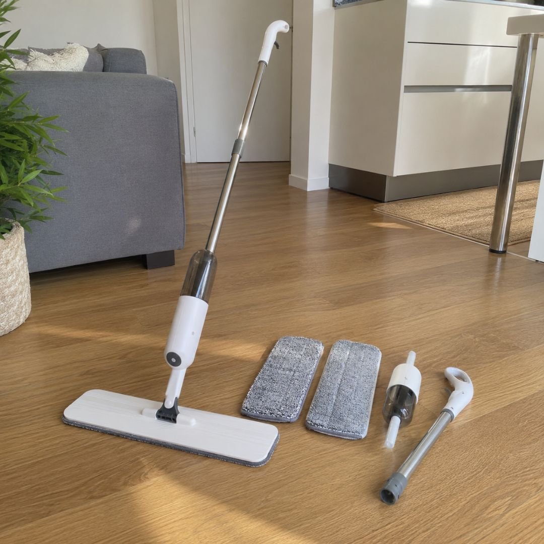Cliente con scopa lavapavimenti EcoBroomy