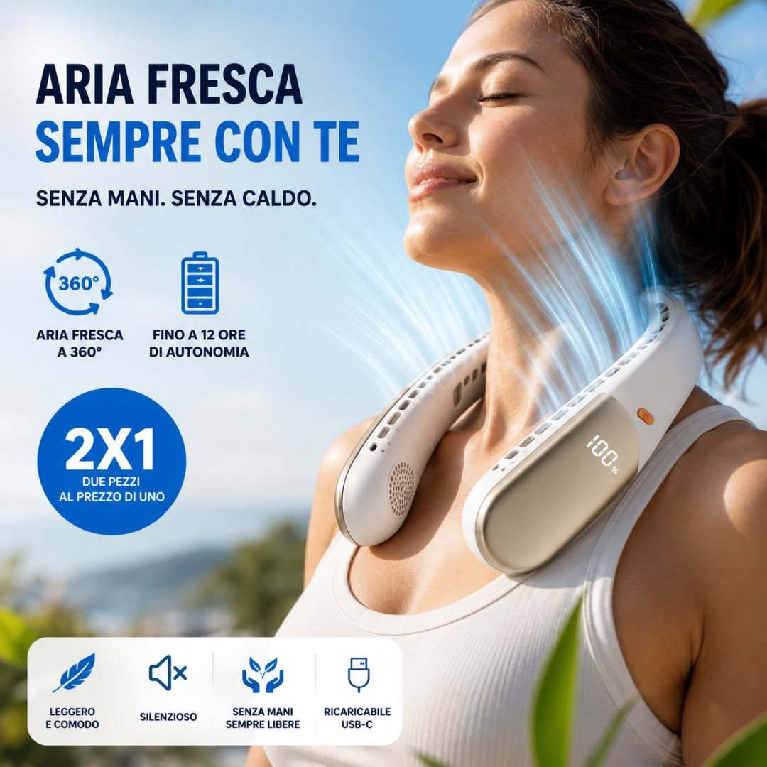 Ventilatore da collo ricaricabile in offerta 2x1