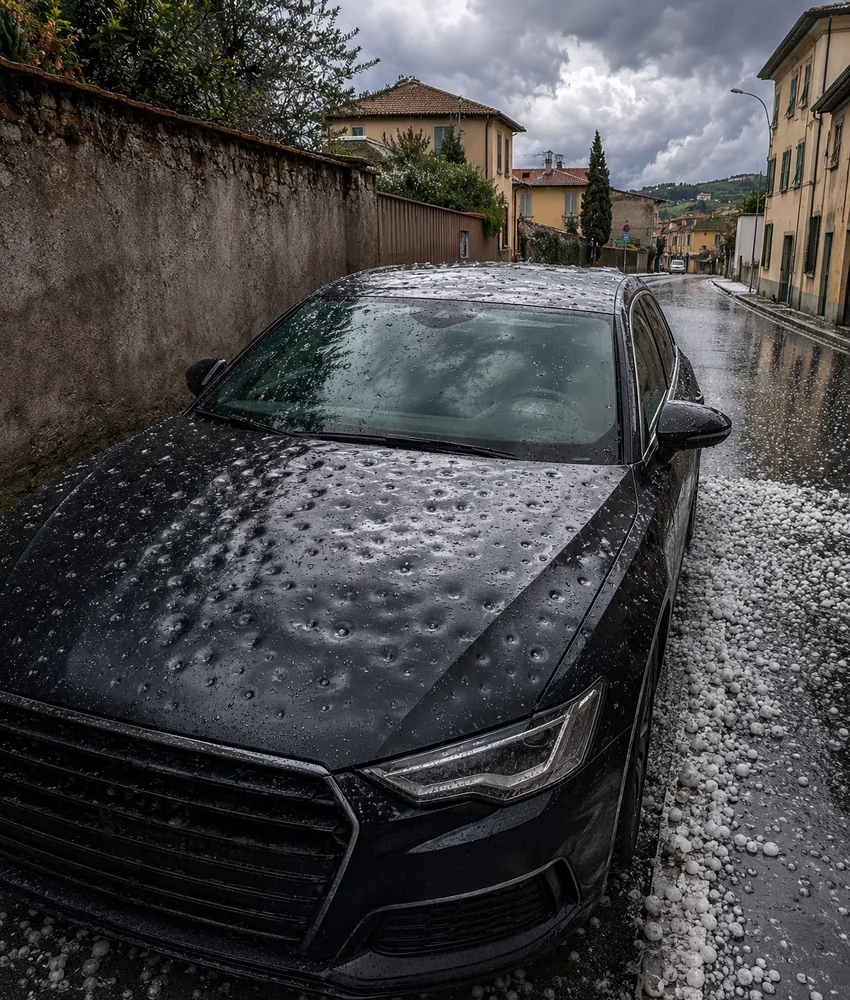 Automobile danneggiata dalla grandine